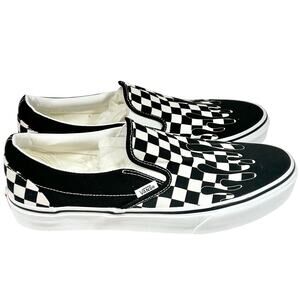 Vans Off The Wall Slip On Checkerboard Paint Drip Black White Shoes Men 9 RARE